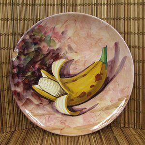 Vintage Peasant Village Italian Pottery Hand Painted Fruit Banana 8.25" Plate